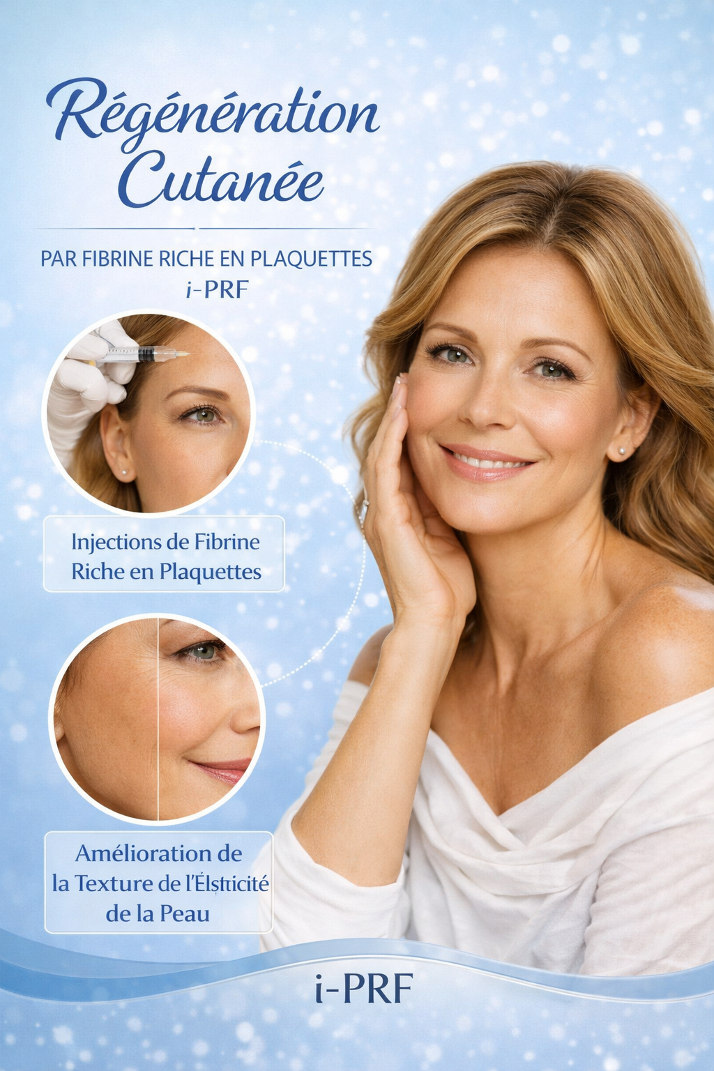 Régénération cutanée par fibrine riche en plaquettes i-PRF, amélioration de la texture et de l’élasticité de la peau