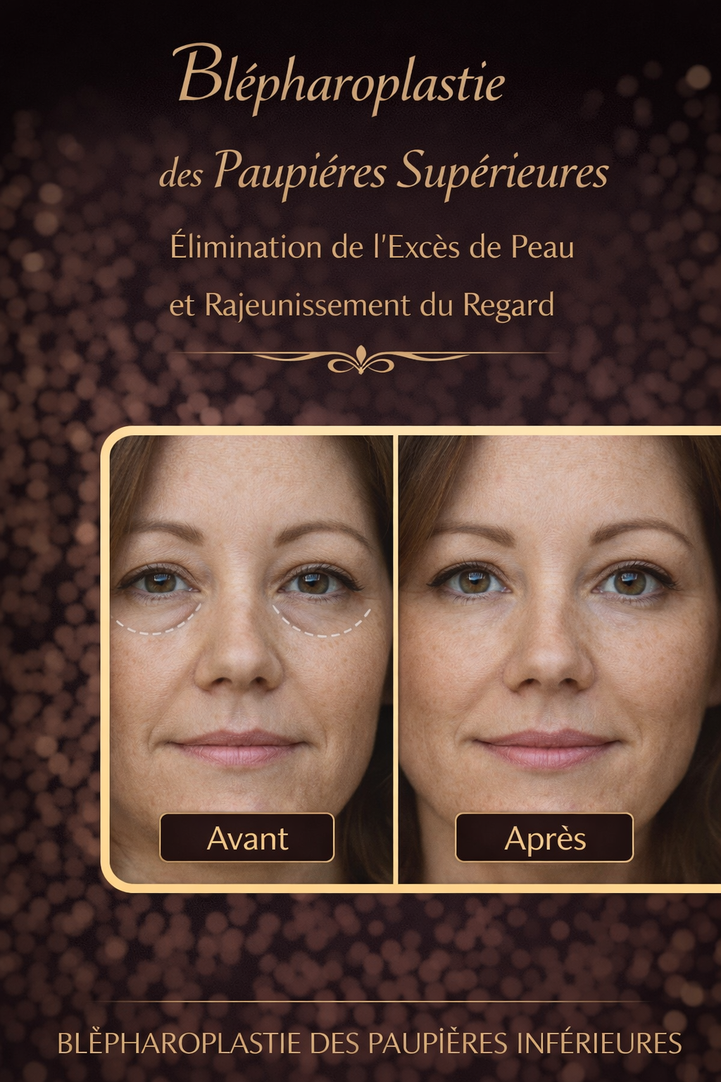 Blépharoplastie des paupières supérieures, élimination de l’excès de peau et rajeunissement du regard
