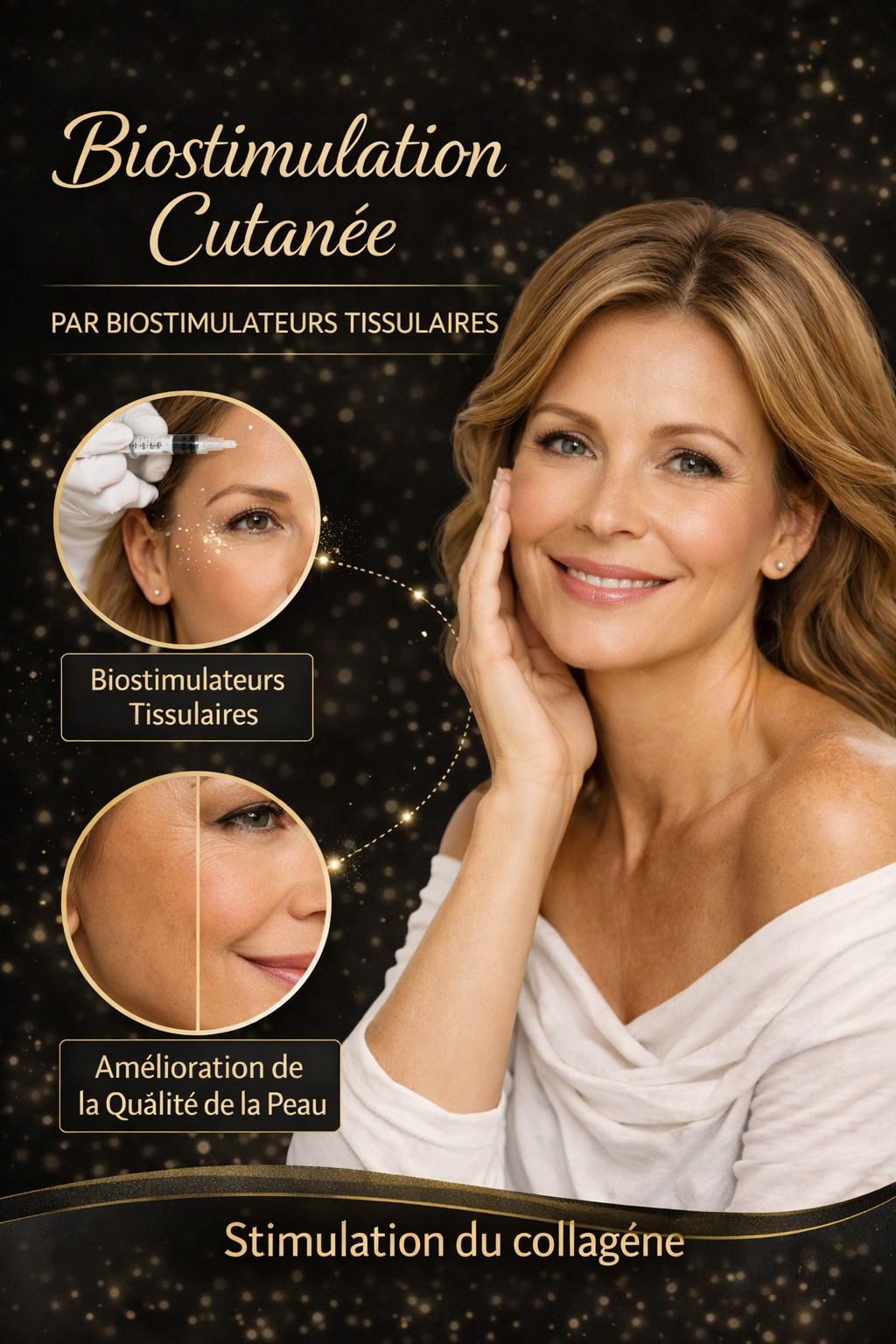 Biostimulation cutanée par biostimulateurs tissulaires, amélioration de la qualité de la peau et stimulation du collagène