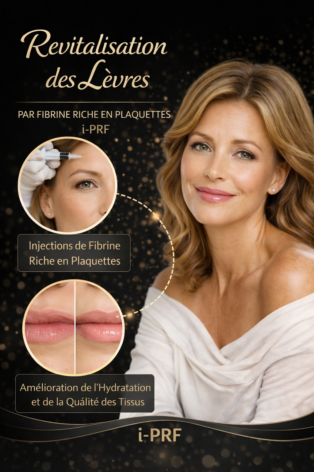 Revitalisation des lèvres par fibrine riche en plaquettes i-PRF, amélioration de l’hydratation et de la qualité des tissus