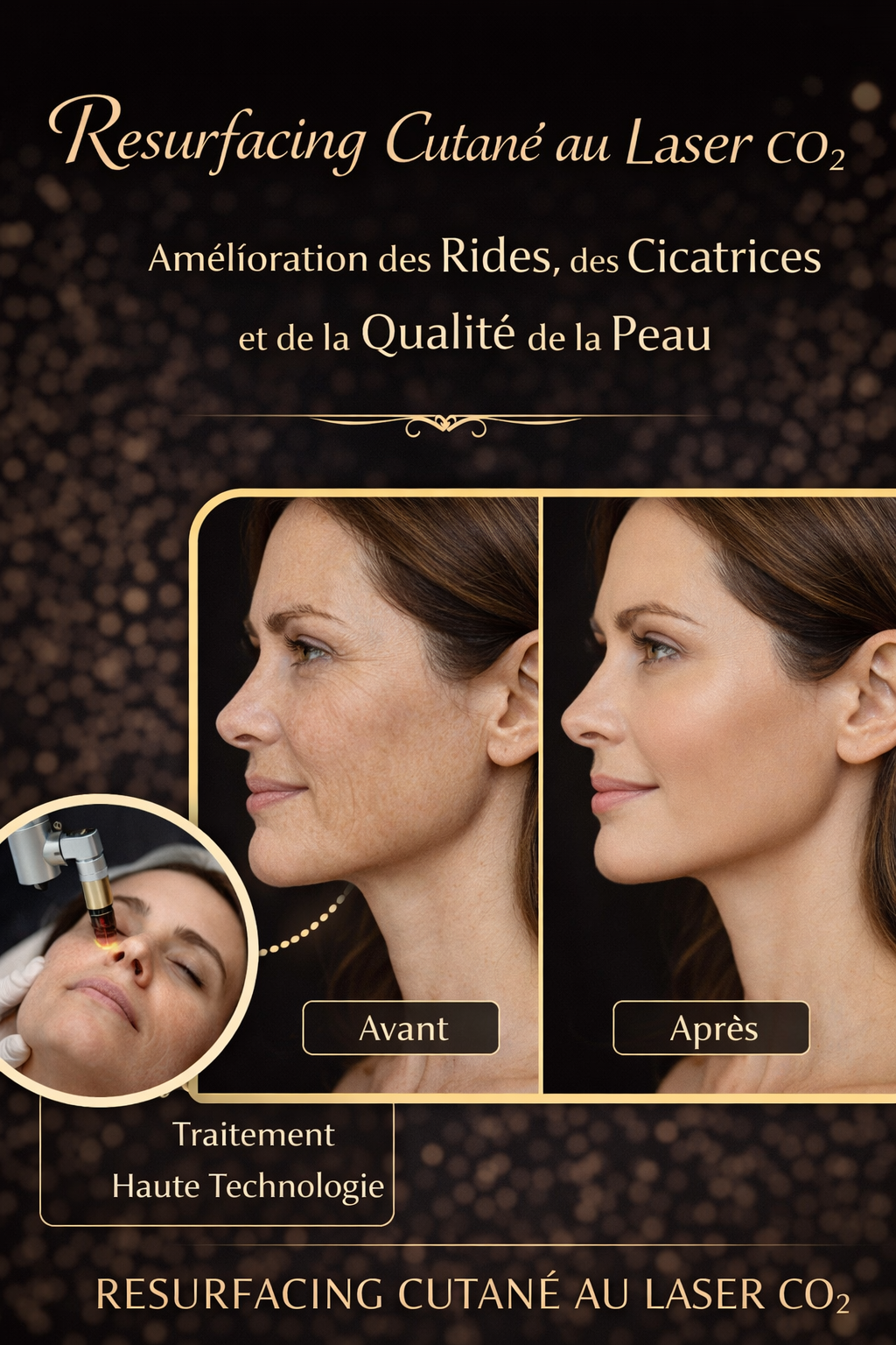 Resurfacing cutané au laser CO₂, amélioration des rides, des cicatrices et de la qualité de la peau