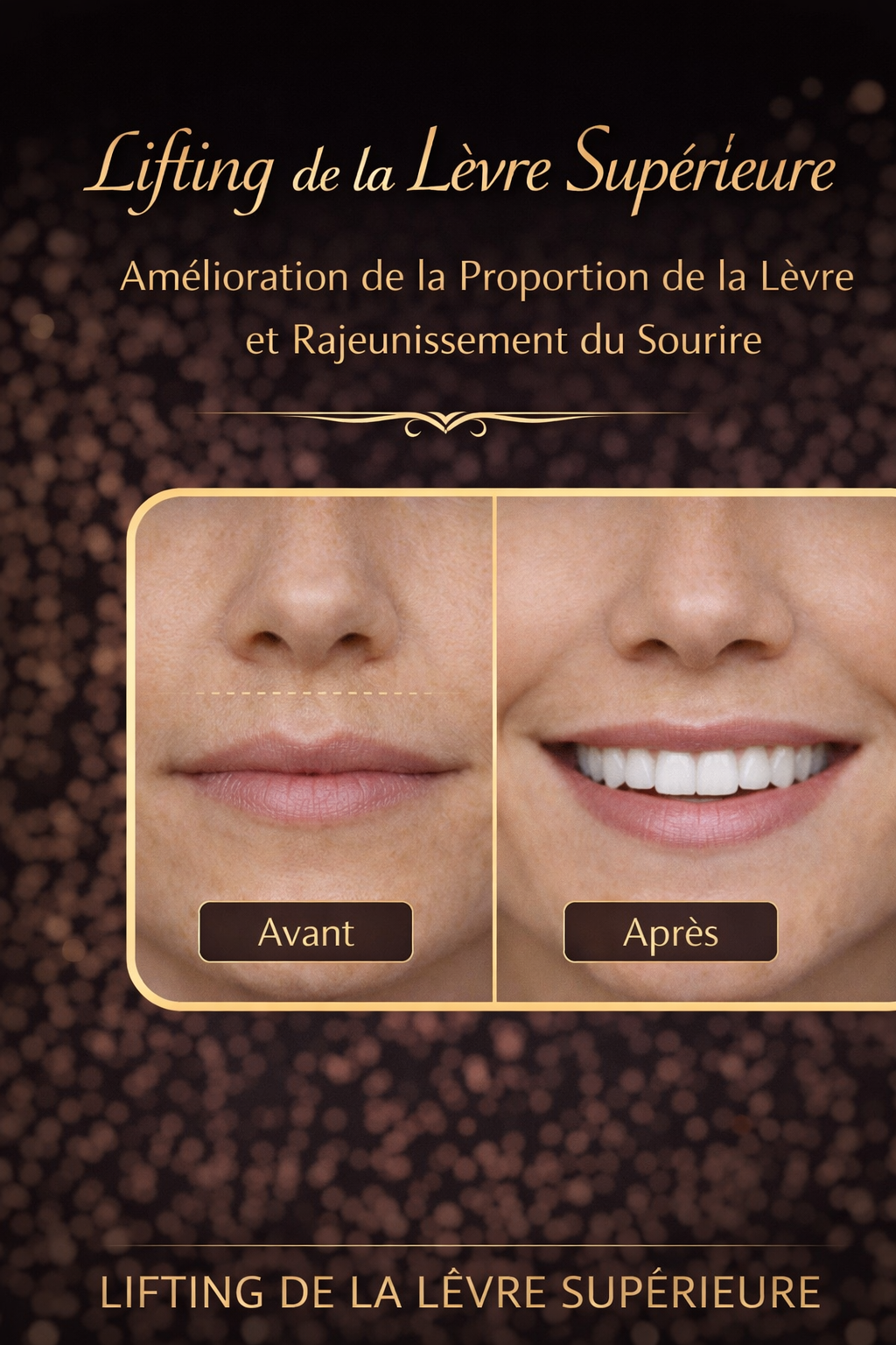 Lifting de la lèvre supérieure, amélioration de la proportion de la lèvre et rajeunissement du sourire