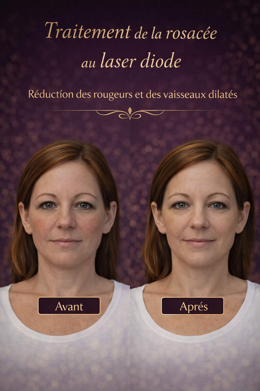 Traitement de la rosacée au laser diode, réduction des rougeurs et des vaisseaux dilatés