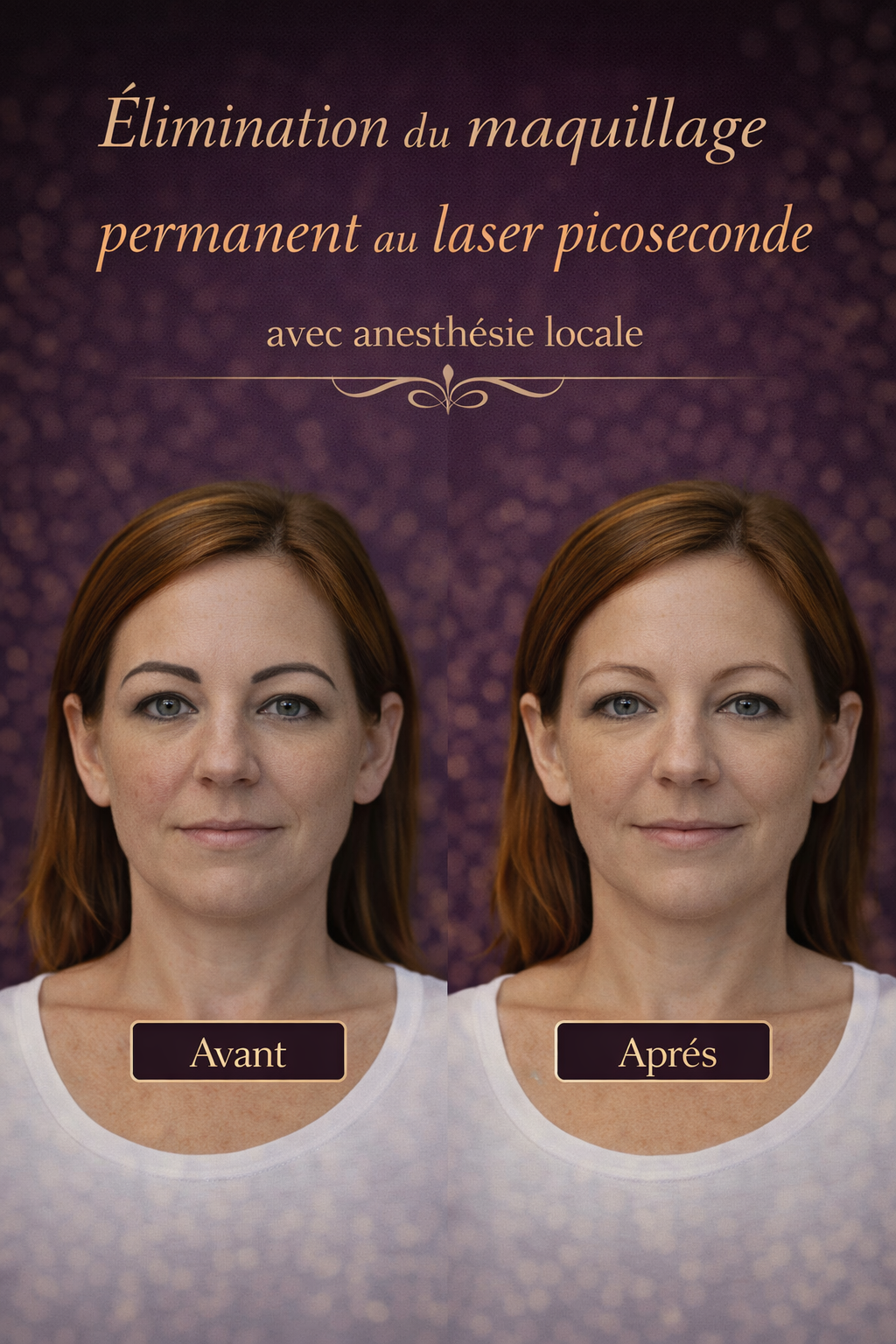 Élimination du maquillage permanent au laser picoseconde, anesthésie locale